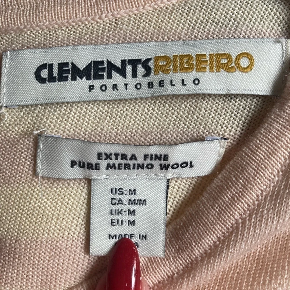 Clements Ribeiro Sweater Extra Fine Merino Wool Jumper Polka Dot Striped Pink